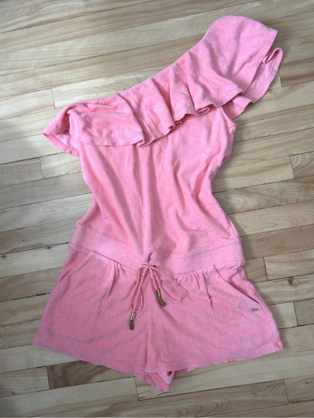 Juicy Couture Pink Terry One-Shoulder Romper Size S